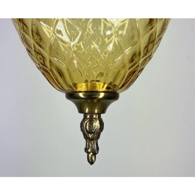 Metal Pendant Lamp in Brass and Yellow Glass For Sale - Image 7 of 11