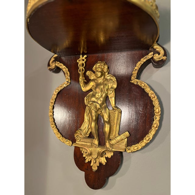 French 19th Century Pair Napoleon III Mahogany and Ormolu Neoclassical Wall Brackets For Sale - Image 3 of 8