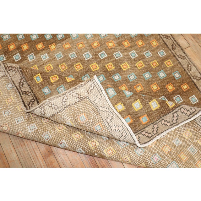 Brown Zabihi Collection Geometric Funky Turkish Rug For Sale - Image 8 of 9