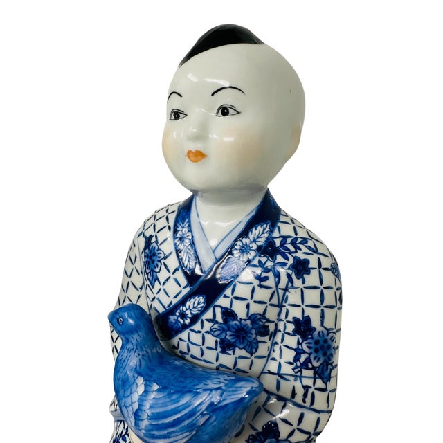 Pristine 1980s Chinoiserie Cobalt Blue & White Porcelain Shelf Sitters - A Pair For Sale - Image 11 of 16