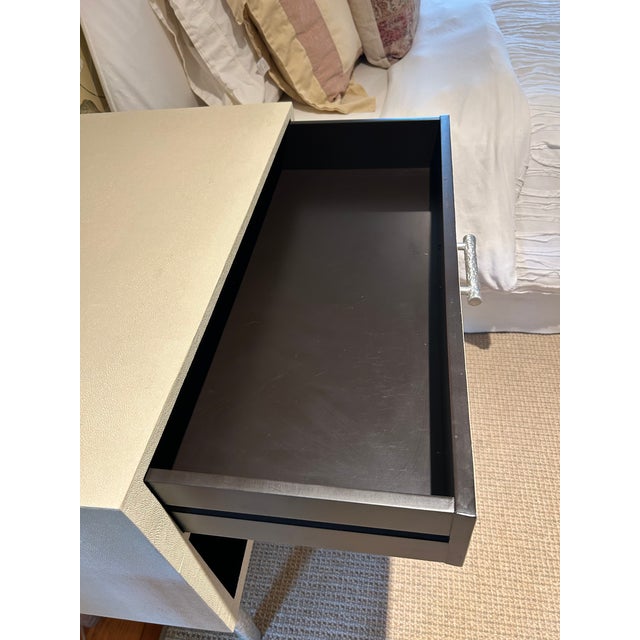Animal Skin Made Goods Contemporary Cream & Black Shagreen Nightstands - A Pair For Sale - Image 7 of 13