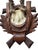 Roe deer trophy on a wood plaque carved with oak leaves.