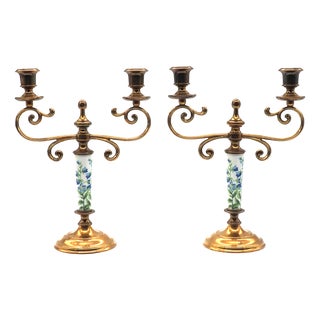 Porcelain Candleholders from Skultuna, Set of 2 For Sale