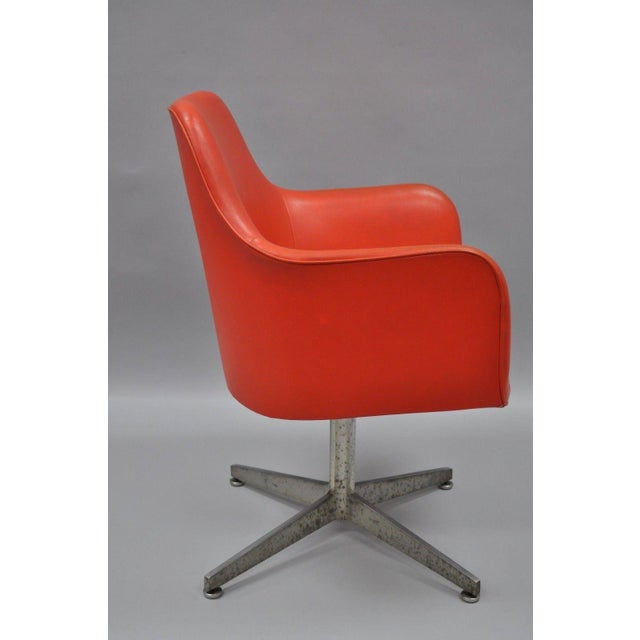 Vintage Good Form Mid Century Modern Orange Vinyl Office Desk Chair