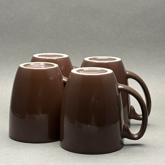 Vintage Corelle Stoneware Chocolate Brown Coffee Mugs - Set of 4 For Sale - Image 9 of 11