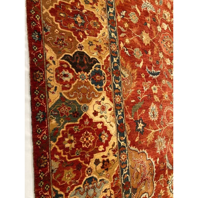 Textile Rust Color Fine Hand Knotted Persian Design Tabriz 9'1'' X 12'1'' For Sale - Image 7 of 10