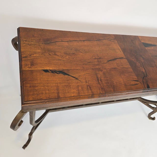 Mexican Mexports by Susana Molina Mesquite Wood and Iron Console Table For Sale - Image 3 of 17