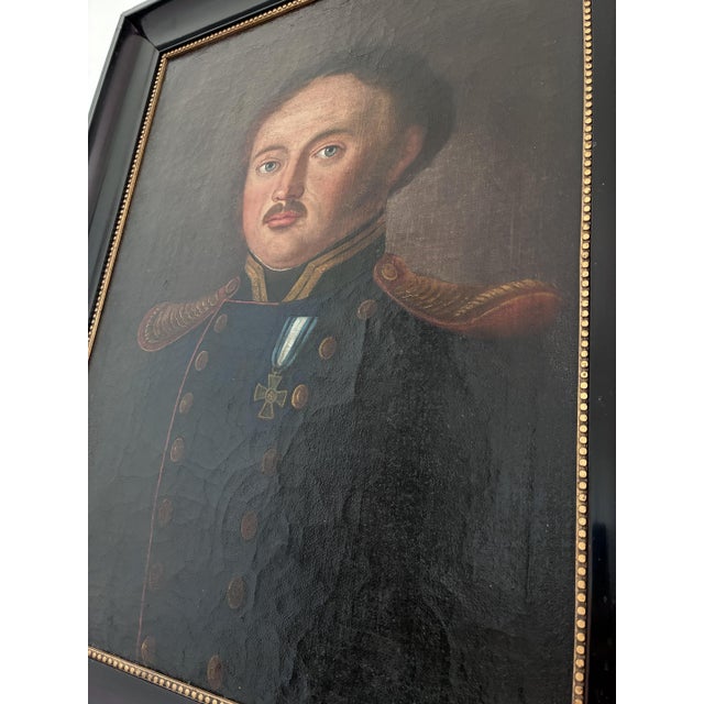 Officer Portrait, 1840s, Oil Painting on Canvas, Framed For Sale - Image 3 of 12