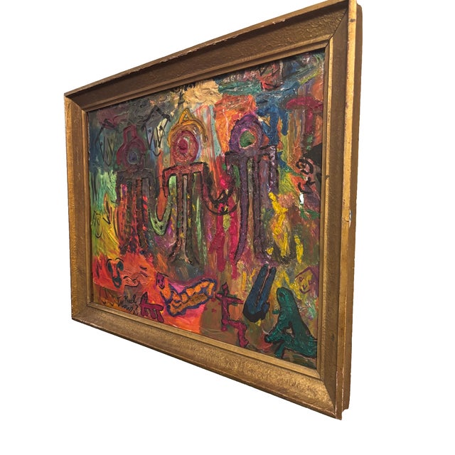 Image by the artist Karl Marx - plaster relief with acrylic on hardboard, signed and dated 1970. Marked with the letter...