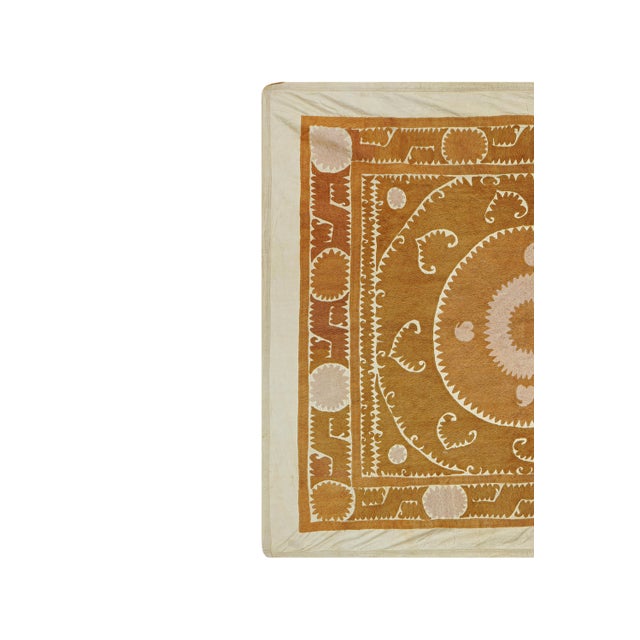 Mid-Century Modern Pale Suzani From Samarkand Uzbekistan - Wall Textile For Sale - Image 3 of 10