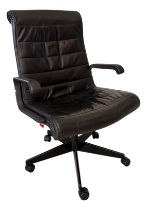 Vintage Black Leather Sapper Office Chair by Richard Sapper for Knoll, 1980s