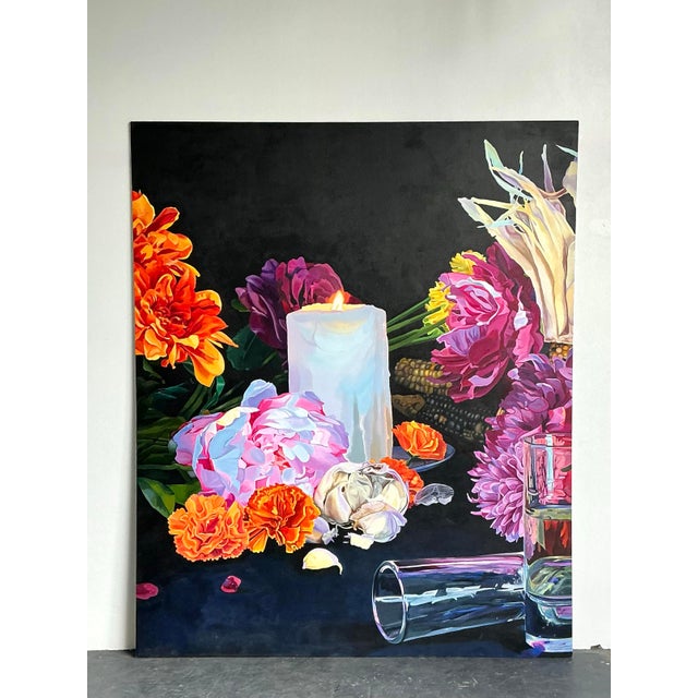 Vintage Monumental Original Still Life on Canvas Wrapped Board For Sale - Image 12 of 12