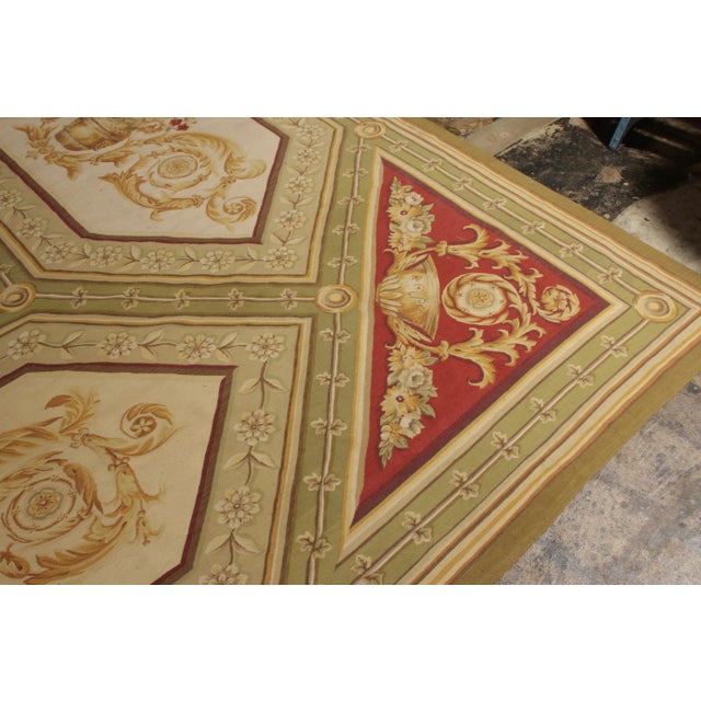 2010s Rug & Kilim’s Aubusson Flat Weave Style Rug, Red and Green Floral Patterns For Sale - Image 5 of 8