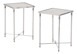 A Pair of French Silver-Plated Mirrored Tables, in the Manner of Maison Jansen, C. 1950