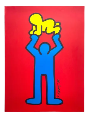 Keith Haring Estate Vintage 1991 Pop Art Lithograph Print Poster " Radiant Baby " 1989