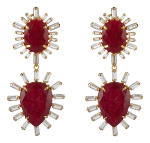 Catherine Earrings (Red) (Pierced French Clip)