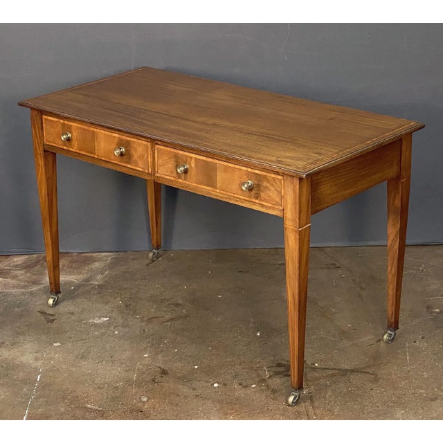 Traditional English Writing Table or Desk of Inlaid Mahogany From the Edwardian Era For Sale - Image 3 of 12