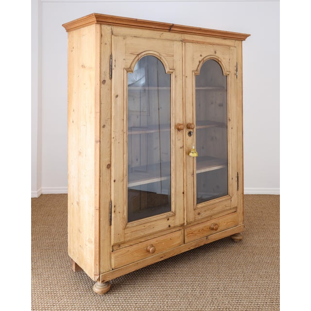 English Antique English Pine Glazed Cabinet With Drawers - Circa 1860 For Sale - Image 3 of 18