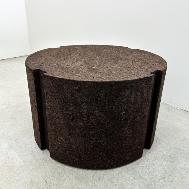 Wood Vintage Round Chocolate Brown Cork Coffee or Side Table – 1970s Postmodern For Sale - Image 7 of 10