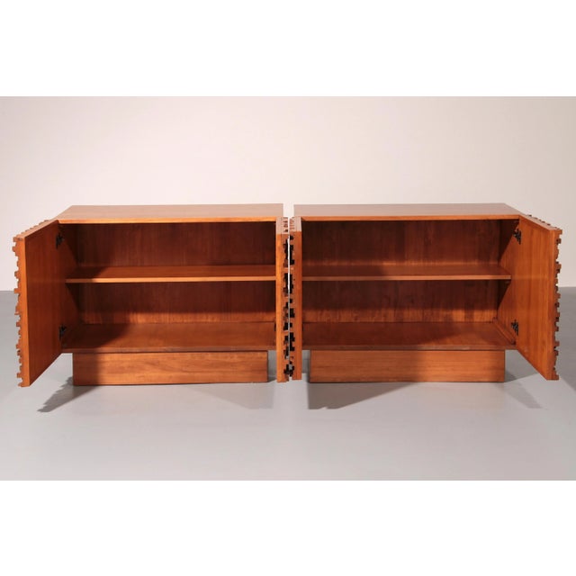 Brown Brutalist Wooden Sideboards, 1960s, Set of 2 For Sale - Image 8 of 14