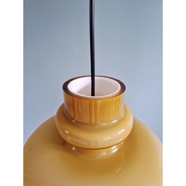 Scandinavian Pendant Light in Mustard-Colored Opaline Glass by Hans-Agne Jakobsson for Staff Leuchten, 1970s For Sale - Image 9 of 16