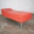 Handsome mid-century modern coral vinyl faux leather and aluminum leg chaise lounge or day bed. It is in good vintage...