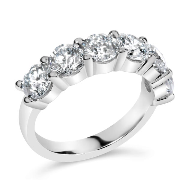 Haus of Brilliance 14K White Gold 3.0 Cttw Lab-Grown Diamond Shared Prong Set 6 Stone Band Ring (G-H Color, VS2-SI1 Clarity) - Ring Size 6 For Sale - Image 4 of 7