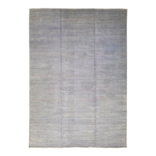 Contemporary Savannah Handmade Gray Solid Pattern Oversize Wool Rug For Sale