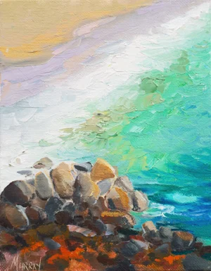 'The Beach at Pigeon Rock, Carmel' California Impressionist Seascape by Kathleen Murray, 2018