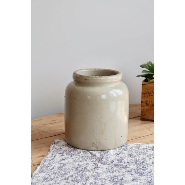 Beige Antique Taupe Stoneware Preserve Jar, 1920s For Sale - Image 8 of 8