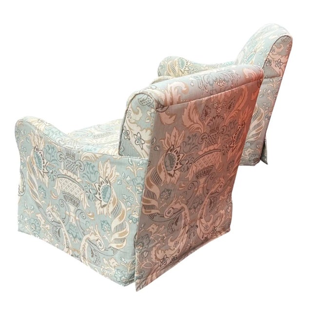Swivel Rocker Club Chair in Coastal, Soft Color Palette For Sale In Philadelphia - Image 6 of 8