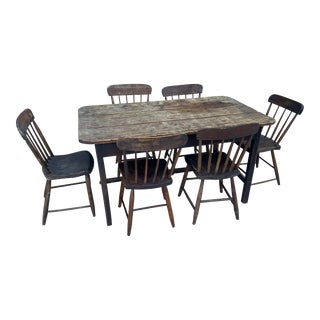 Early 19th Century American Primitive Style Dining Set - 7 Pieces For Sale