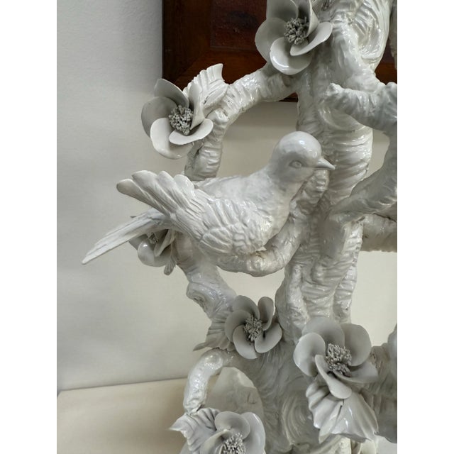 Mid 20th Century Large Italian Porcelain Lamp W/ Birds & Foliage For Sale - Image 10 of 12