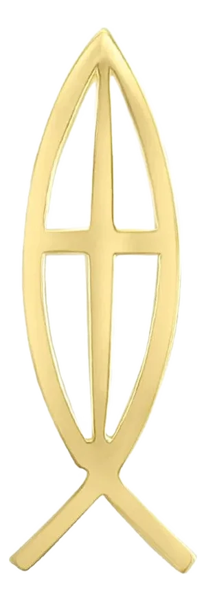 Polished Christian Fish Ichthys Cross Pendant Cut-Out 14k Yellow Gold