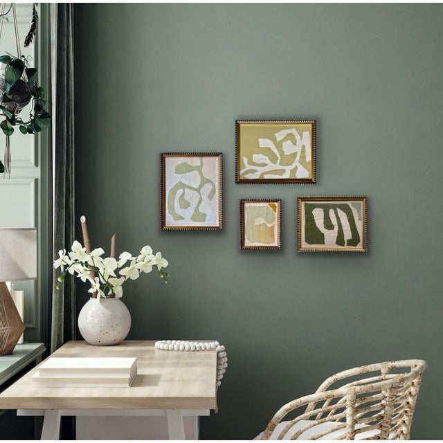 Contemporary abstract painting on canvas. Framed in a gold locally made frame Unframed painting: 14" x 11" Framed...