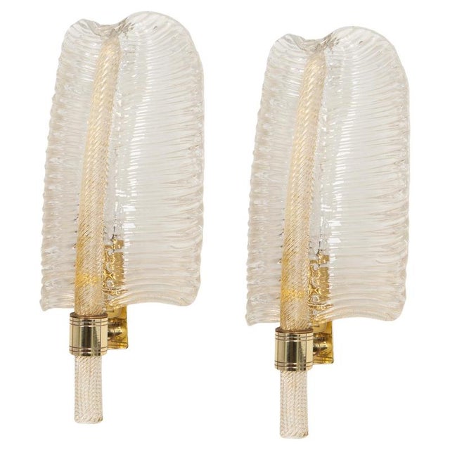 Murano Glass Wall Sconces attributed to Barovier & Toso, Italy, 1970s, Set of 2 For Sale - Image 11 of 11