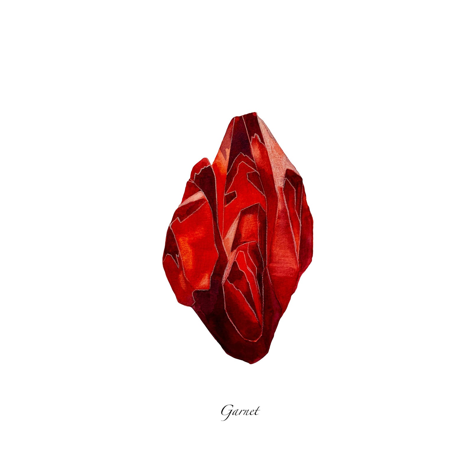 Print of Garnet Gemstone Watercolor Painting | Chairish