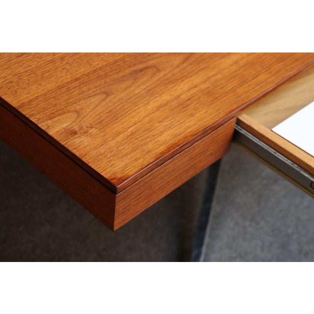 Vintage Florence Knoll Teak and Chromed-Steel Partner's Desk / Executive Desk For Sale - Image 10 of 18