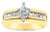 One Carat Marquise Center Diamond with Baguette Accents Engagement Ring, Size 5 For Sale