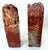 Stone Large MidCentury Chinese Carved Oxblood Pair of Soapstone 8-Horse Seal Bookends For Sale - Image 7 of 12
