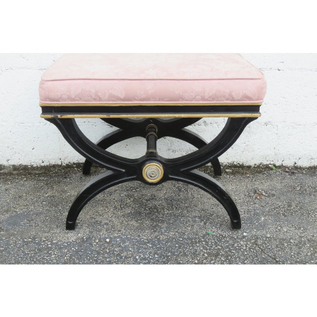 This Stool is made of wood, and upholster. This Stool has a classic Hollywood Regency design; it features a low...