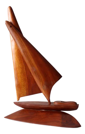 Mid Century Wood Sailboat Sculpture