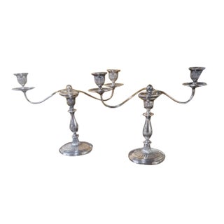 Pair Regency Style English Silverplate Convertible One-To-Three Light Candelabra For Sale