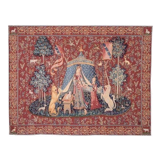 Lady With Unicorn - Tent Loom Woven Tapestry - 110 X 147 Cm (3'7" X 4'10") - Requires Rod Size 4 For Sale