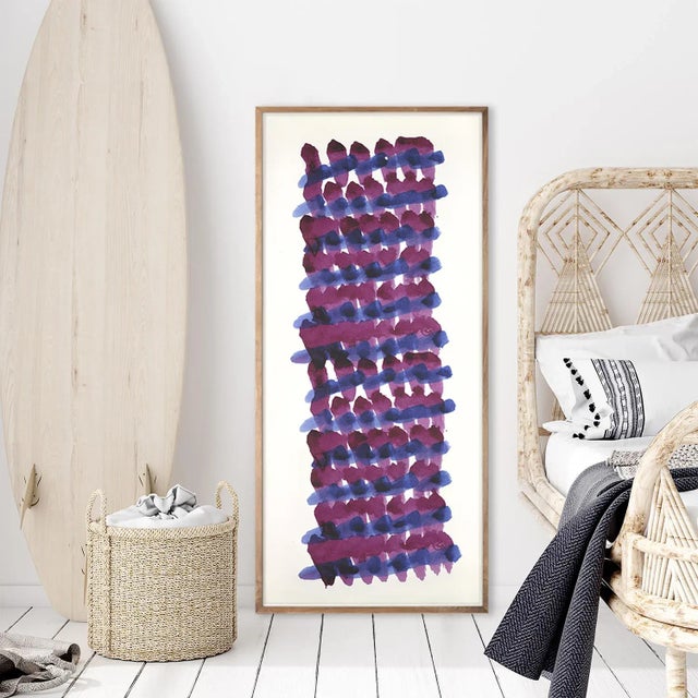 DESCRIPTION: Fuchsia Abstract Indigo Weave Mirror by ZBC House, Unframed Art Print This magic carpet of fuschia and cobalt...