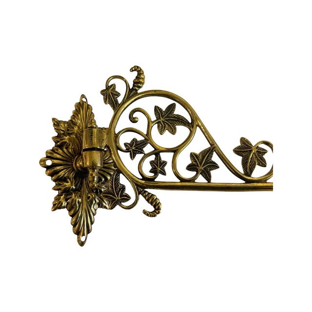 English Pair of Early 20th Century Brass Wall Mounted Swing Arm Candle Sconce For Sale - Image 3 of 6