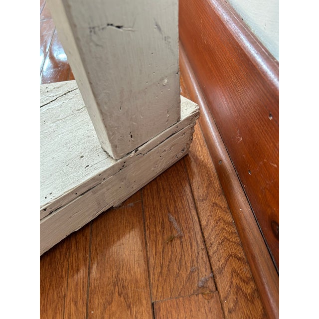 Distressed White Painted Country Demilune Console Table For Sale - Image 10 of 11