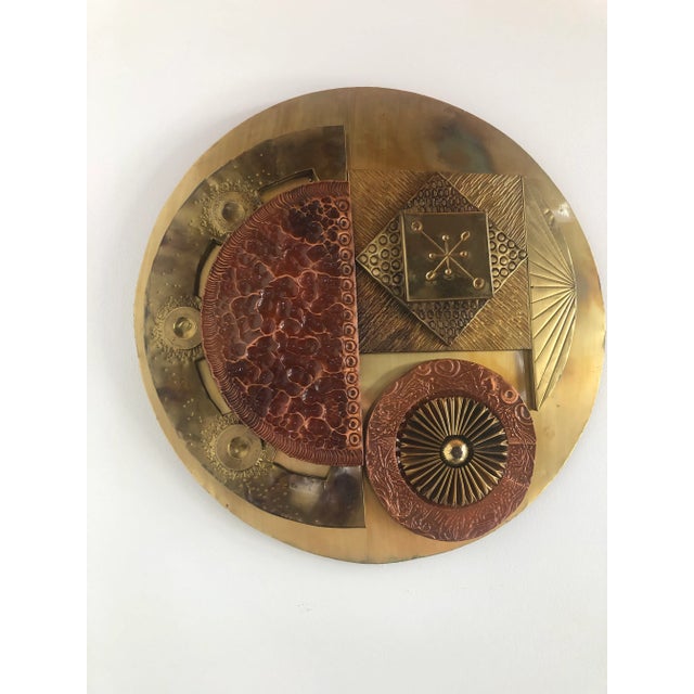 Mid 20th Century Brutalist Brass and Copper Sculptural Wall Art by Stephen Chun For Sale - Image 4 of 12