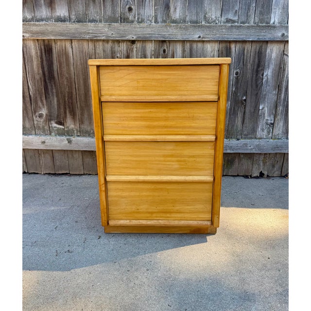Bedside chest with four drawers by Milo Baughman for Drexel's New Precedent collection of the early 1950's. After Edward...