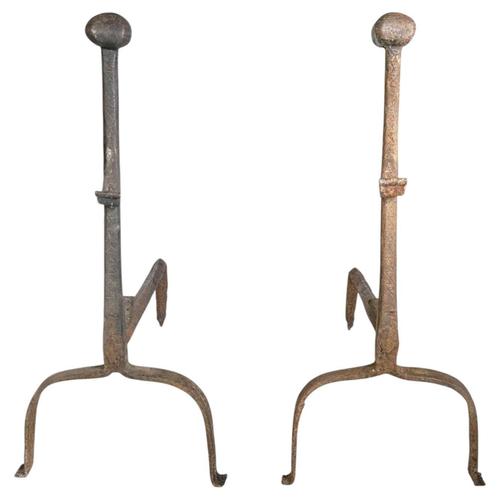 Cast Iron Andirons, France, 1960, Set of 2 For Sale - Image 18 of 18